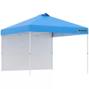 Image of Outsunny 3x3m Pop Up Gazebo w/ 1 Sidewall, Roller Bag and Adjustable Height - Blue