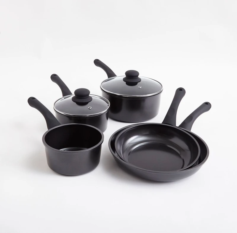 Image of Cermalon 5 Piece Black Carbon Steel Cookware Set Black unisex