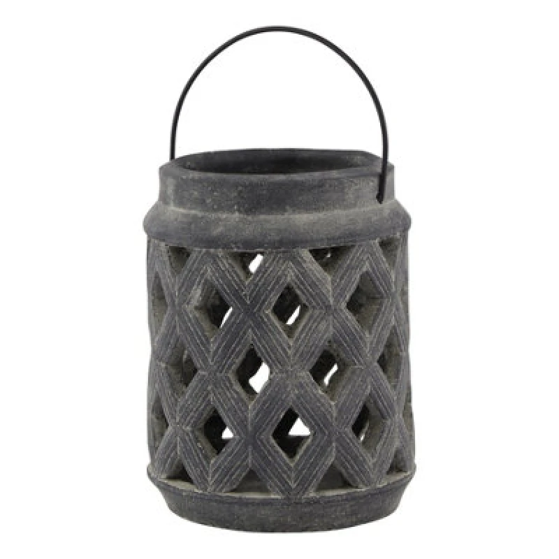 Image of Amalfi Grey Large Lattice Lantern