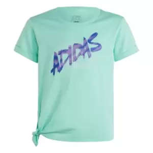 Image of adidas Dance Knotted T-Shirt Kids - Easy Green / Silver Metallic