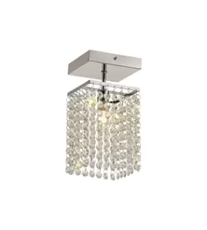 Image of Semi Flush Ceiling Light, 1 x G9, IP44, Polished Chrome, Crystal