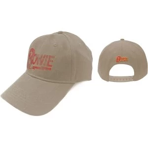 Image of David Bowie - Flash Logo Mens Baseball Cap - Sand