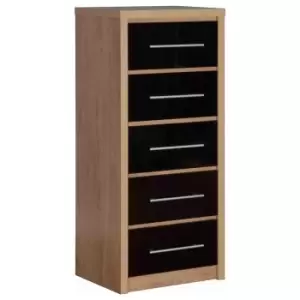 Image of Seville 5 Drawer Narrow Chest Black