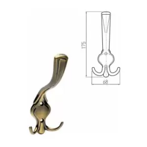 Image of Hat Coat Hanger Hook Door Wall Bath Orvie Model - Old Gold - Type Tripple hook - Pack of 5