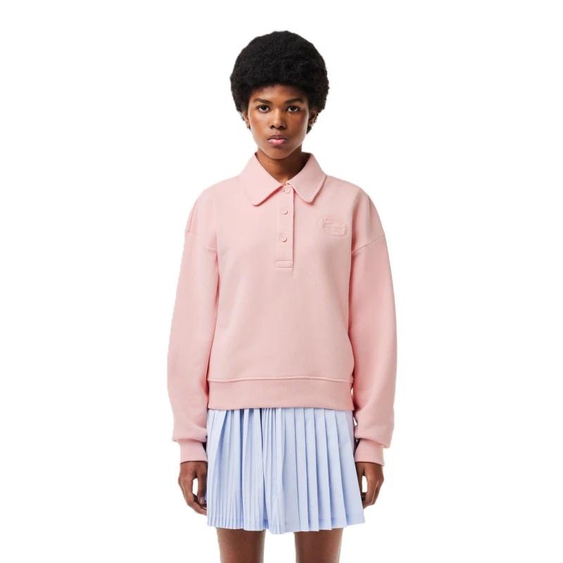 Image of Lacoste Womens Embroidered Crew Neck Jumper Waterlily female 8 (36)