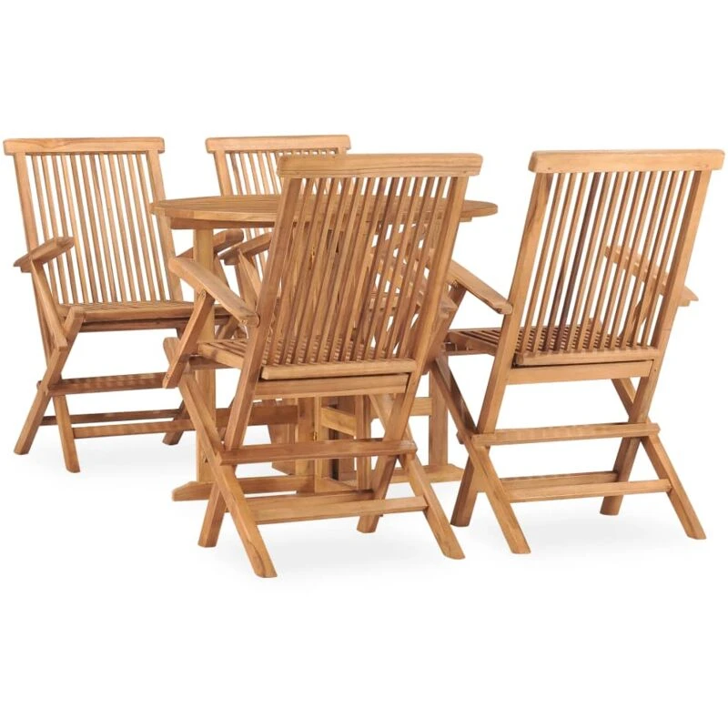 Image of VIDAXL 5 Piece Folding Outdoor Dining Set Solid Teak Wood Vidaxl 8720286223895