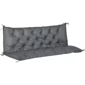 Image of 3 Seater Garden Bench Cushion Outdoor Seat Pad with Ties Dark Grey - Dark Grey - Outsunny