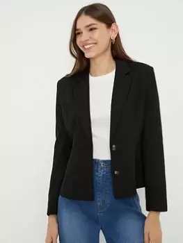 Image of Dorothy Perkins Textured Cropped Blazer - Blazer, Black, Size 14, Women