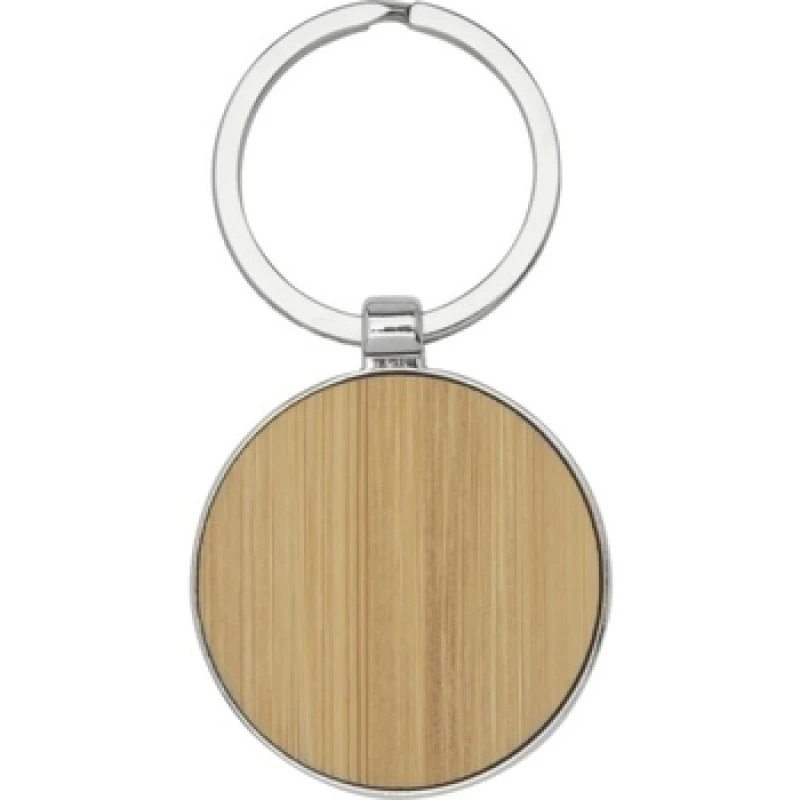 Image of Avenue Avenue Nino Round Bamboo Keyring in Natural Natural One Size Unisex 5059958174733