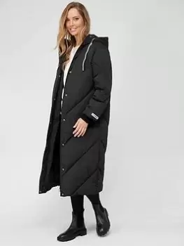 Image of HUGO Favella Chevron Padded Coat - Black Size M Women