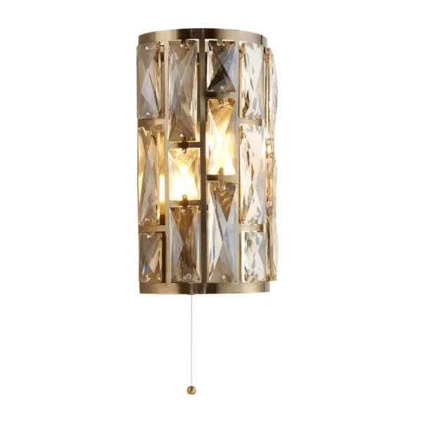 Image of Searchlight Bijou Champagne Glass Flush Wall Light - Antique Brass