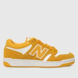 Image of New Balance 480 trainers in white & mustard