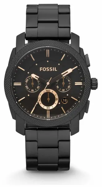 Image of Fossil FS4682 Mens Machine Black Dial Black Stainless Watch