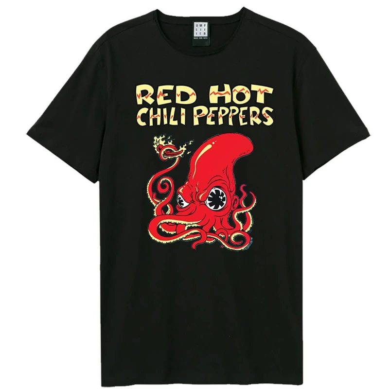 Image of Amplified Amplified Men Fire Squid Red Hot Chilli Peppers T-Shirt in Black Size: X-Small Black XS Male 5063852061617
