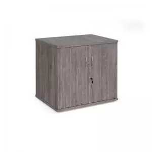 Image of Deluxe double door desk high cupboard 600mm deep - grey oak