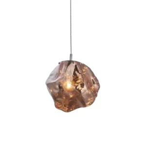 Image of Rock Modern Contemporary Single Pendant Light Metallic Copper Glass Shade Chrome Plated
