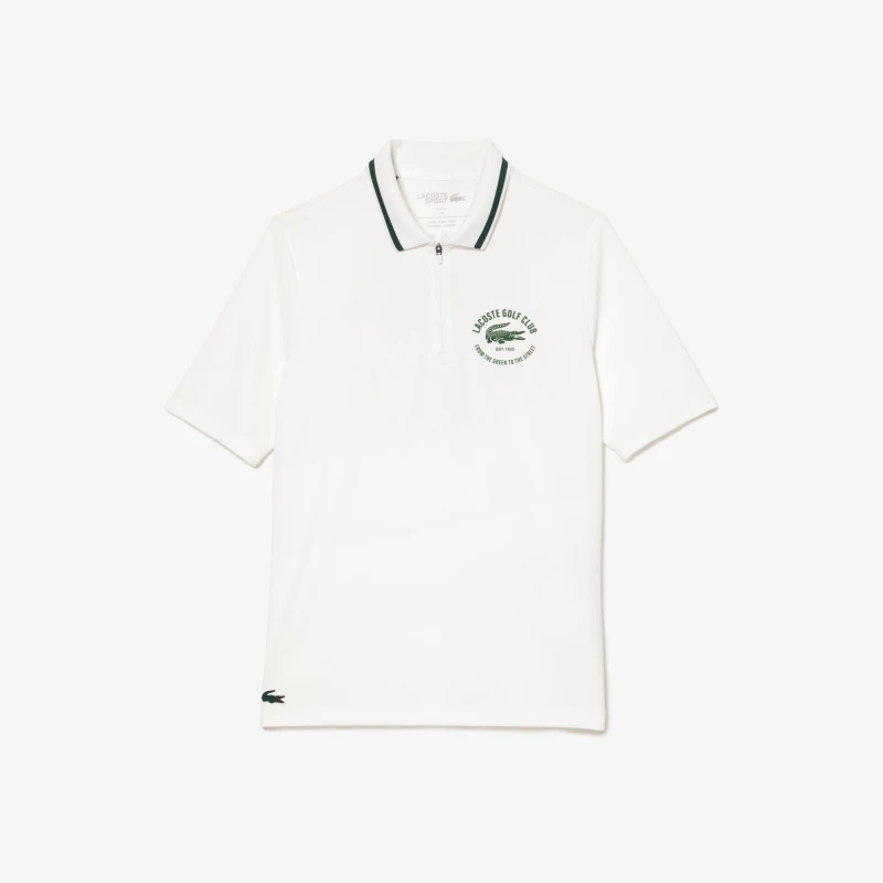 Image of Lacoste Womens Ripstop Pique Ultra Dry Short-Sleeve Polo Shirt Flour/Green female 10 (38)