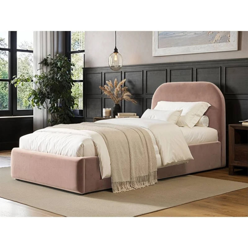 Image of Flair Alba Single Ottoman Bed in Pink Pink Unisex Single