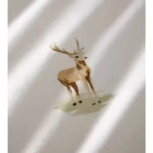 Image of Deer White Double Duvet Cover Set 100% Cotton Reversible Bedding Bed Set - White