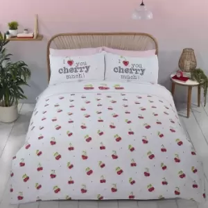 Image of Rapport - Cherry Much Single Duvet Cover Set Bedding Bed Quilt Set Cherries Pink