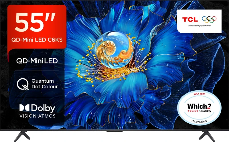 Image of TCL C6KS 55" Smart 4K Ultra HD QLED Google TV 55C6KS-UK Metallic