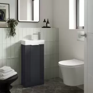 Image of Nuie Deco Compact Floor Standing 1-Door Vanity Unit with Basin 400mm Wide - Satin Anthracite
