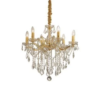 Image of Florian 6 Light Crystal Chandelier Gold Finish, E14
