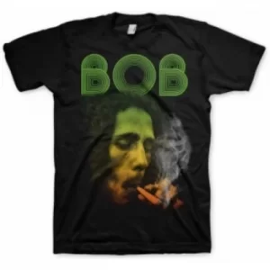 Image of Bob Marley Smoking Da Erb Black Mens T Shirt: Large