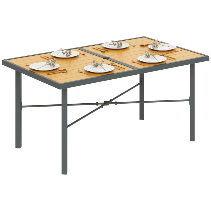 Image of Outsunny Garden Table for 6 - Outdoor Dining Table with 5cm Umbrella Hole TJ Hughes 5063603176751