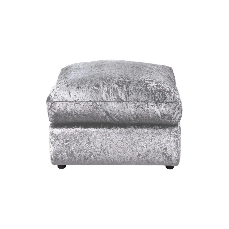 Image of LUXURY LIFE Dylan Crushed Velvet Fabric Footstool Silver