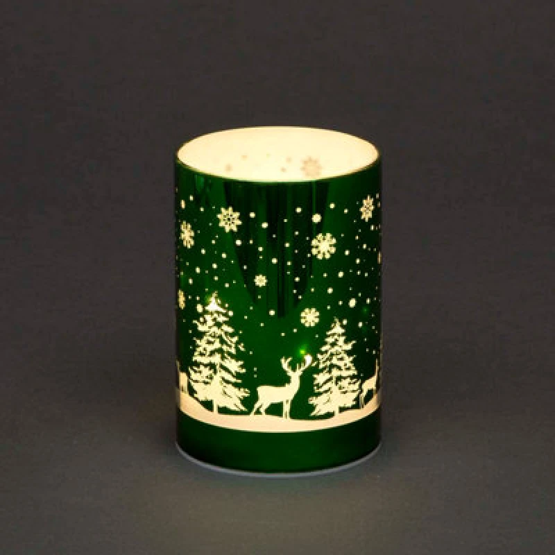 Image of Shatchi 13cm Christmas Decorated Vase Table Forest Scene Green Green