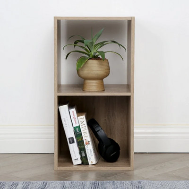 Image of Jane - 2X1 Bookcase - Cube Storage Boxes (Oak)