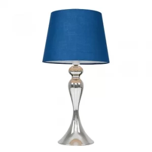 Image of Faulkner Chrome Touch Table Lamp with Navy Blue Aspen Shade