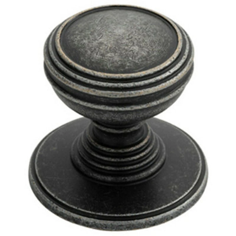 Image of Loops Ringed Tiered Cupboard Door Knob 30mm Diameter Pewter Cabinet Handle Multi unisex