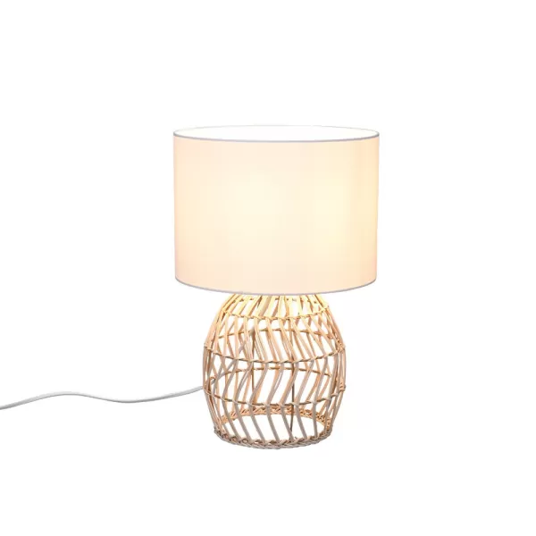 Image of Rike Modern Table Lamp with Round Shade natural finish