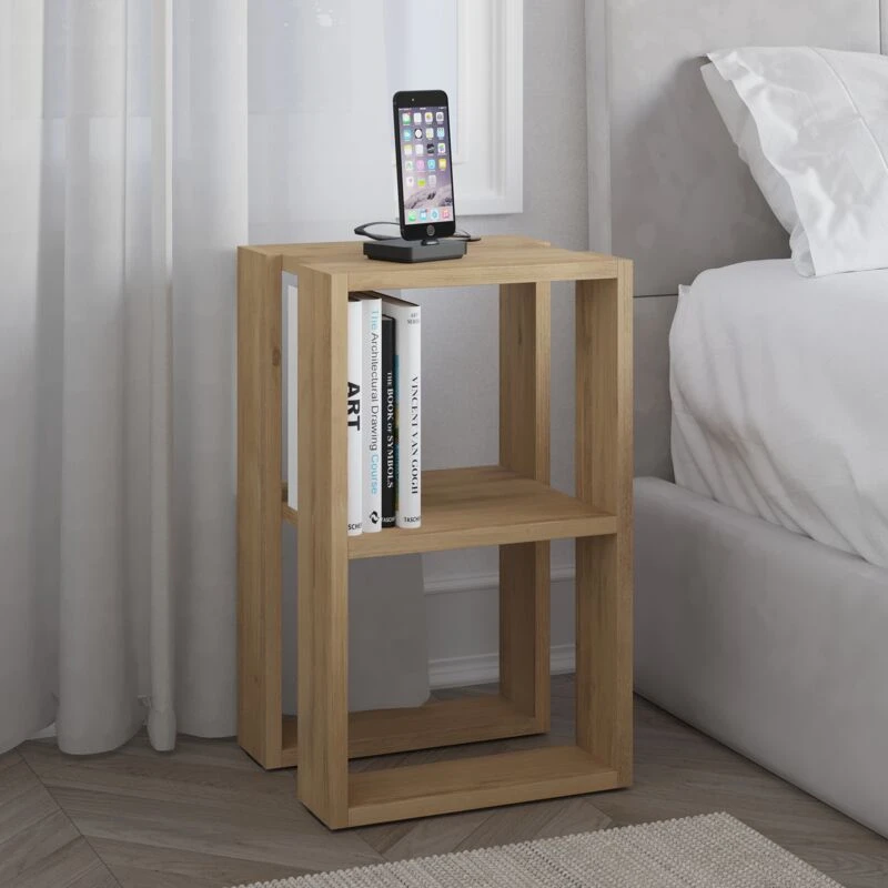 Image of DECORTIE Decortie - Lonie Modern Bedside Table Oak 34cm Width Bedroom Furniture - Oak M.KO.13653.8