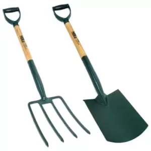 Image of Hilka Tools Hilka 2 Piece Carbon Steel Digging Spade and Fork Set Garden & Outdoor