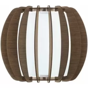 Image of Loops - Wall Light Rounded Colour White Shade Brown White Wood Glass Bulb E27 1x60W