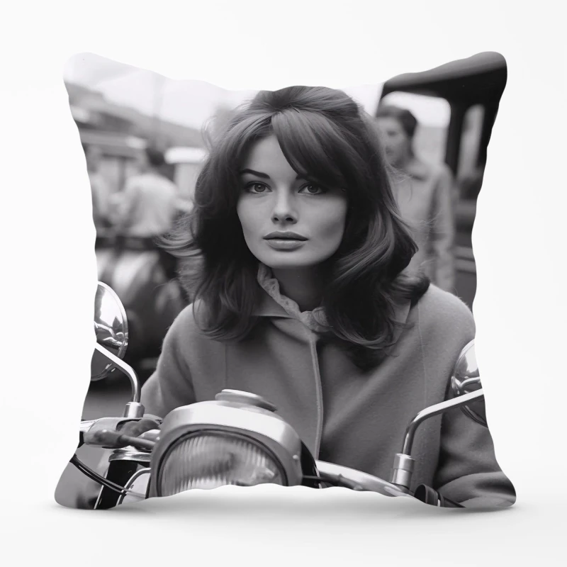 Image of Warren Reed - Designer 1960 Out On The Bike Cushions in Black Size: 33cm x 48cm Black Unisex 33cm x 48 cm