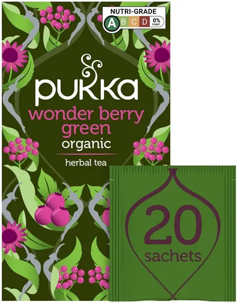 Image of Pukka Wonder Berry Green Organic Herbal Tea 20 Sachets