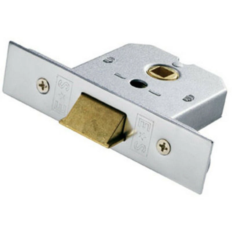 Image of Loops 64mm Flat Mortice Door Security Latch Fire Door Rated Satin Chrome Multi unisex