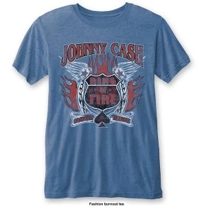 Image of Johnny Cash - Ring of Fire Unisex Medium T-Shirt - Blue