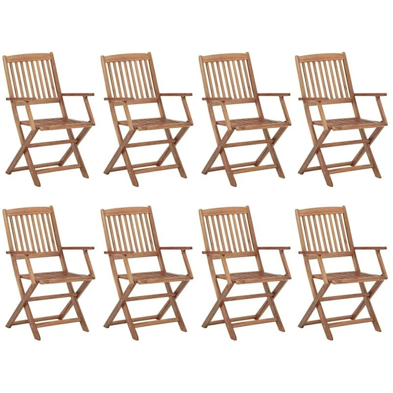 Image of VIDAXL Folding Outdoor Chairs 8 pcs Solid Acacia Wood Vidaxl 3075084