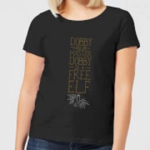 Image of Harry Potter Dobby Is A Free Elf Womens T-Shirt - Black - S