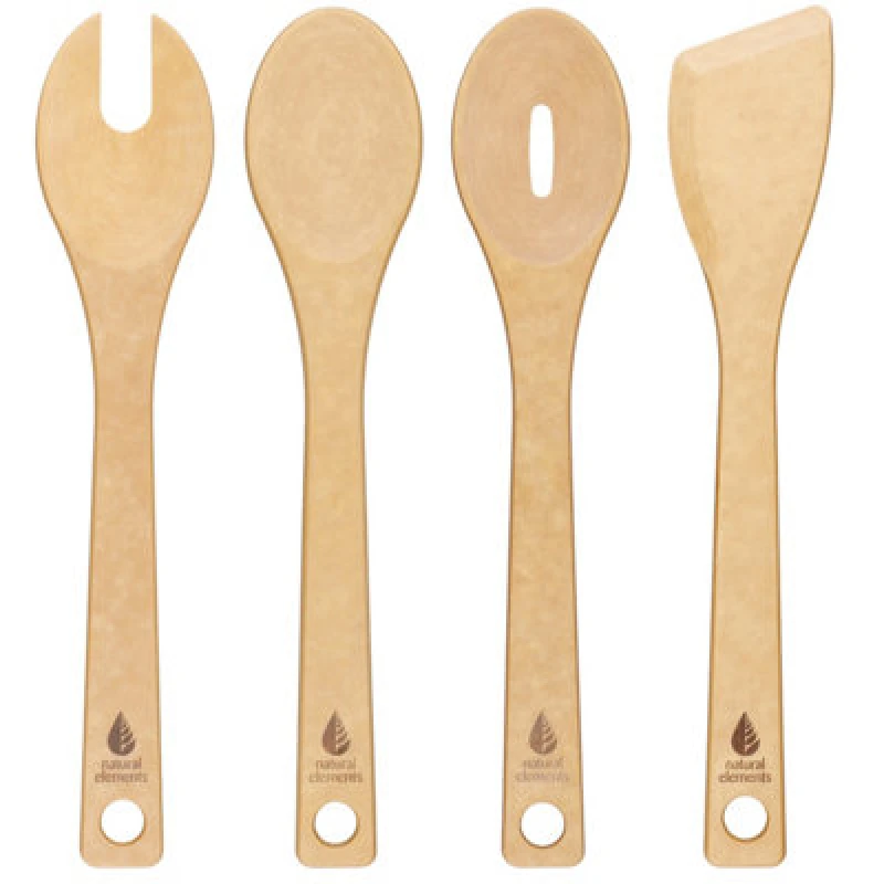 Image of Natural Elements 4 Piece Wood Fibre Utensil Set Brown