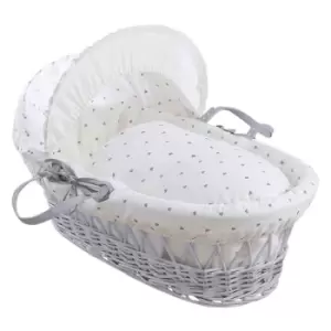 Image of Clair de Lune Lullaby Hearts Grey Wicker Moses Basket - Grey
