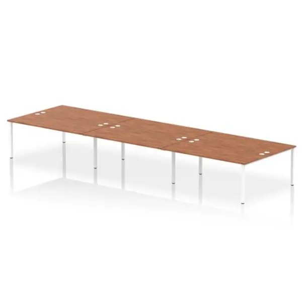 Image of Impulse Impulse Bench B2B 6 Person 1800 White Frame Office Bench Desk Walnut IMB6P18WNTW