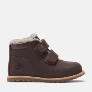 Image of Timberland Pokey Pine Hook & Loop Boot For Toddler In Dark Brown Brown Kids, Size 6