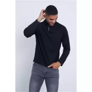 Image of I Saw It First Black Fine Rib Half Zip Polo - Black