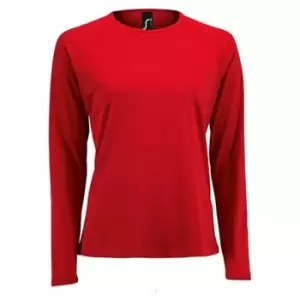 Image of SOLS Womens/Ladies Sporty Long Sleeve Performance T-Shirt (L) (Red)